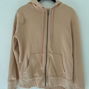 Madewell Women’s Beige Zip-up Hoodie with Rainbow Embroidery